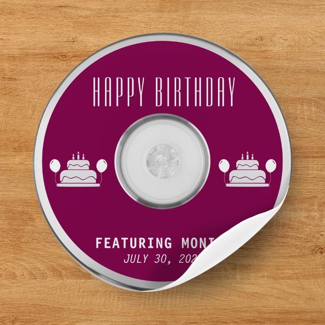 Music CD Happy Birthday Party Classic Round Sticker (Music CD Happy Birthday Party Classic Round Sticker
)