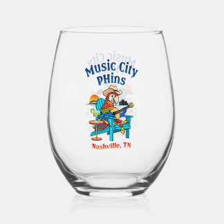 Music City Phins Stemless Wine Glass