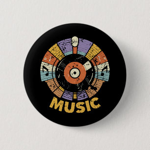 music classic retro 6 cm round badge