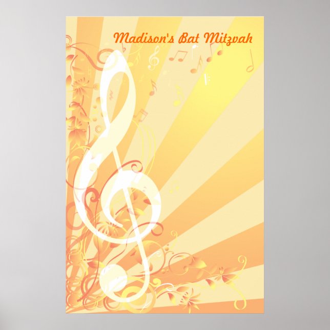 Music Clef Bat Mitzvah Sign-In Poster (Front)