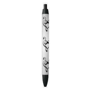 Music Clef Heart Black Ink Pen