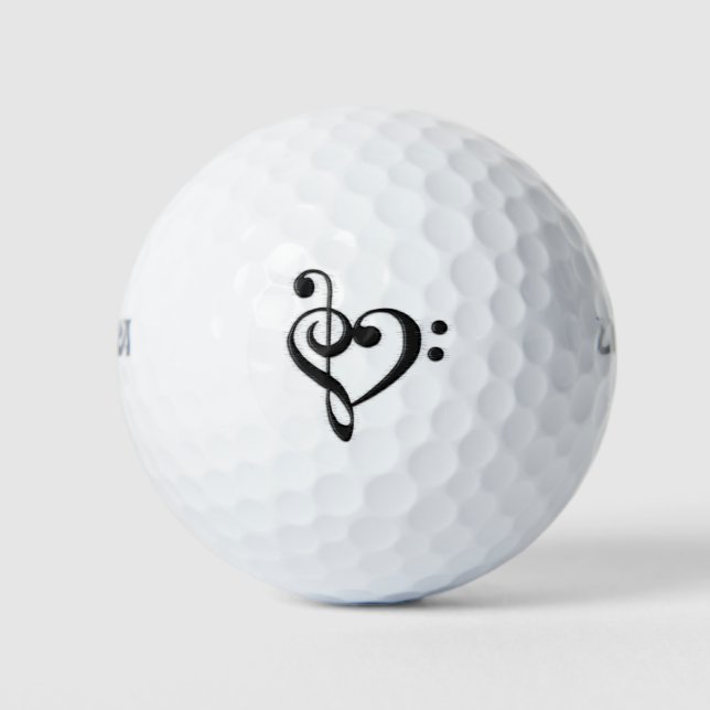 Music Clef Heart Distressed Golf Balls (Front)