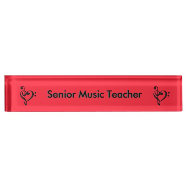 Music Clef Heart Red Nameplate (Front)