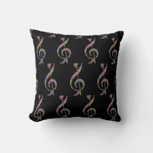 Music Clef in Rainbow Cushion