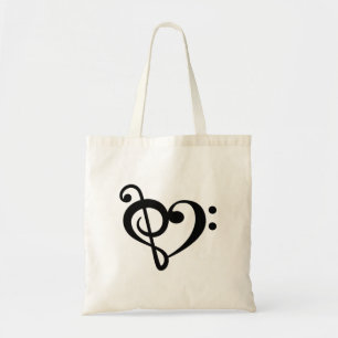 Music Clef Love Heart Tote Bag