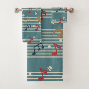 Music Clef Notes Musical Sound Treble Pattern Bath Towel Set