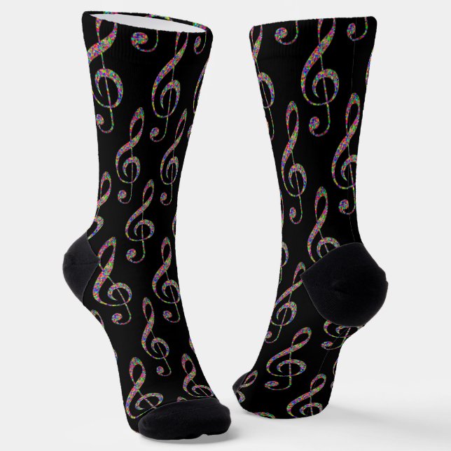 Music Clef Pattern Socks (Angled)
