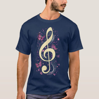 Music Clef with Butterflies Music  T-Shirt