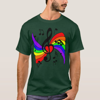 Music clef with rainbow and musical notes vintage T-Shirt