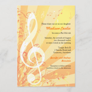 Music Clefs Bat Mitzvah Invitation