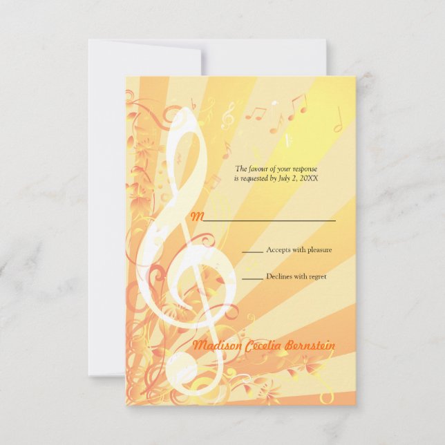 Music Clefs Bat Mitzvah Small Reply Invitation (Front)
