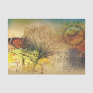 Music Clock Butterfly Decoupage Tissue Paper