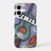 Music Collage Instruments Hand Painted Acrylic
