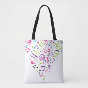 music colour pattern music notes tote bag