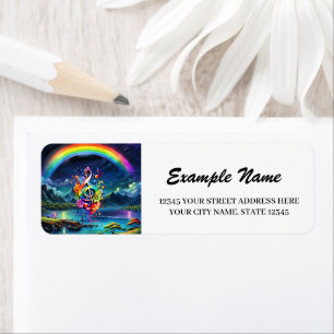 Music, colourful clef  return address label