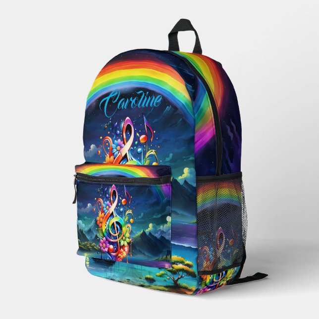 Music, colourful clef with  printed backpack (Back Corner Right)