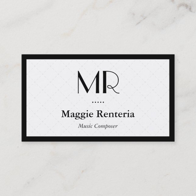 Music Composer - Clean Stylish Monogram Business Card (Front)