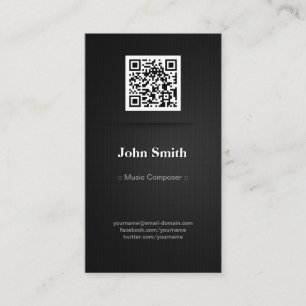 Music Composer - Elegant Black QR Code Business Card