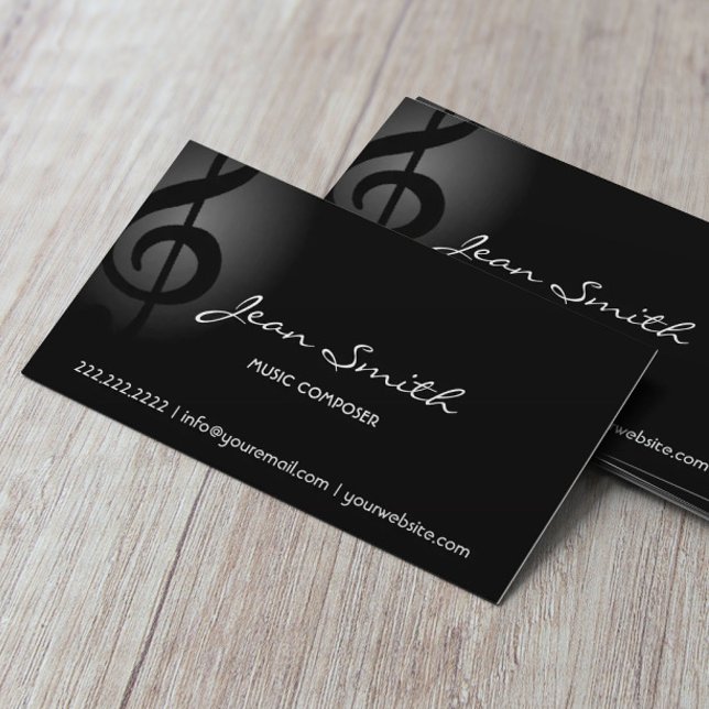 Music Composer Elegant Dark Clef Business Card (Creator Uploaded)