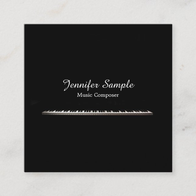 Music Composer Teacher Elegant Plain Silk Luxury Square Business Card (Front)