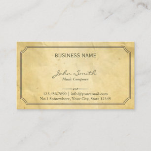 Music Composer Vintage Old Paper Texture Business Card