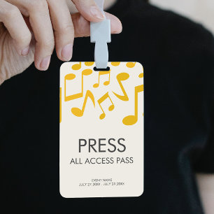 Music Concert Festival All Access Press Pass ID Badge