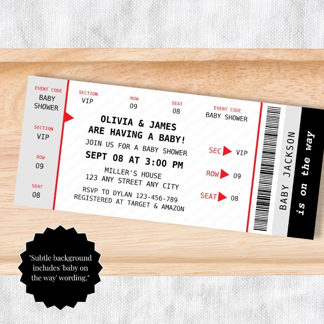 Music Concert Ticket Unique Funny Baby Shower Invitation (Music Concert Ticket Unique Funny Baby Shower Invitation)