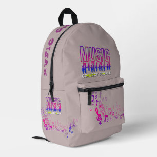 Music Connects People Printed Backpack