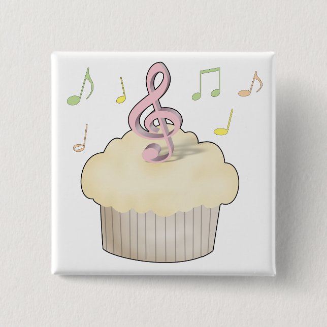 Music Cupcake 15 Cm Square Badge (Front)