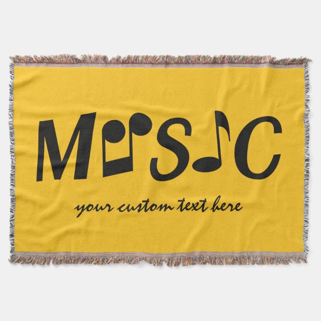 MUSIC custom colour & text throw blanket (Front)