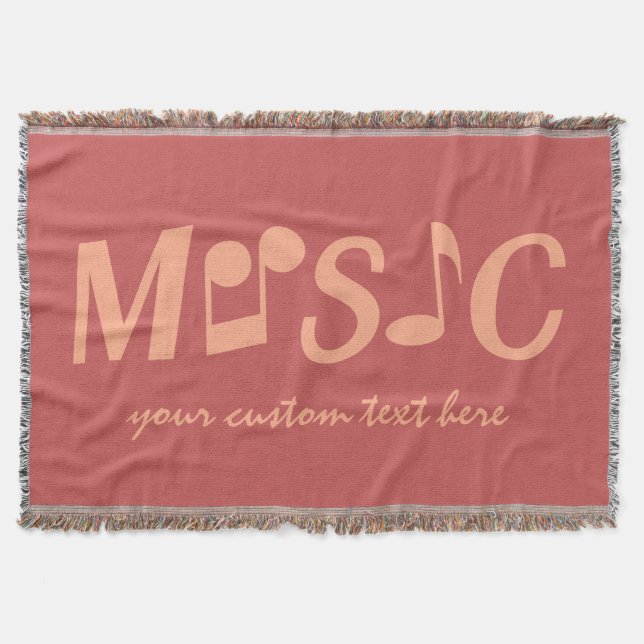 MUSIC custom colour & text throw blanket (Front)