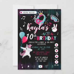 Music Dance Party Birthday Invitation