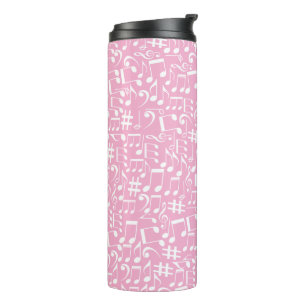 Music Dancing White Notes Soft Pink Thermal Tumbler
