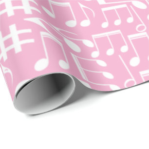 Music Dancing White Notes Soft Pink Wrapping Paper