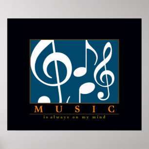 music decor, treble clef note poster