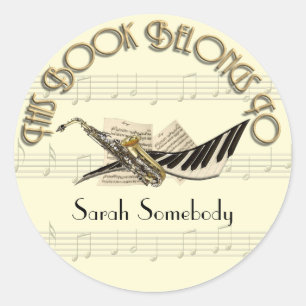 Music Design Bookplate Stickers
