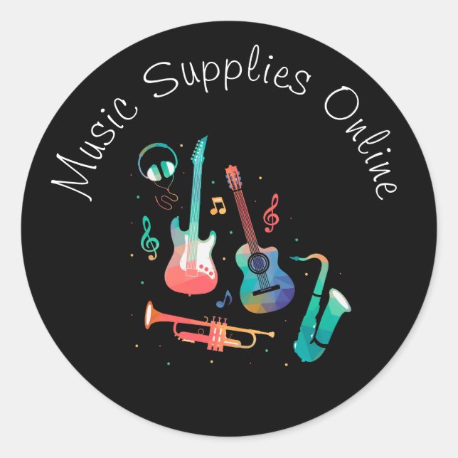 Music design Gift business branding Classic Round Sticker (Front)