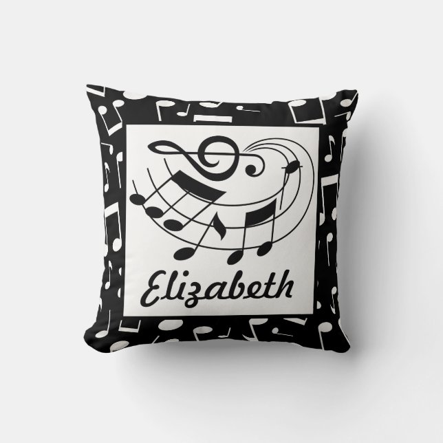 Music Design Personalised Musical Notes Pillow (Front)