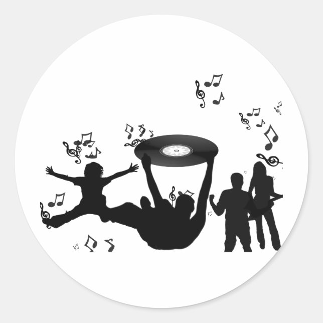 Music Disco People Dance Classic Round Sticker (Front)