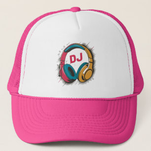 Music DJ colourful Headphones Pink Trucker Hat