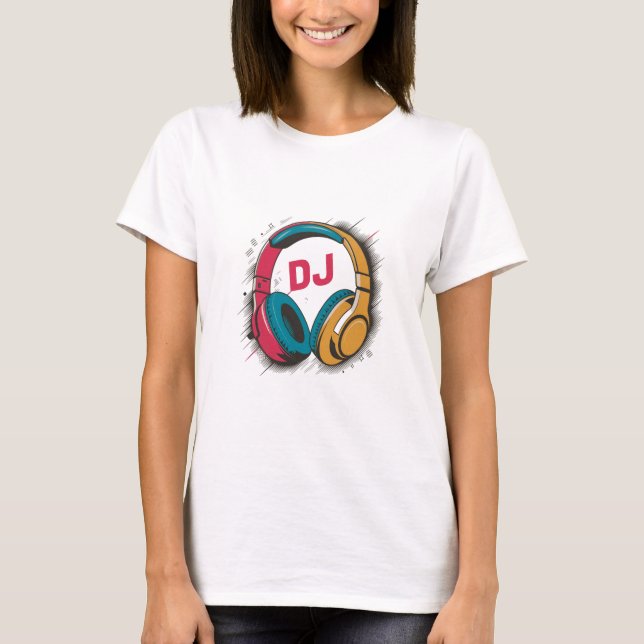 Music DJ colourful Headphones white T-Shirt (Front)