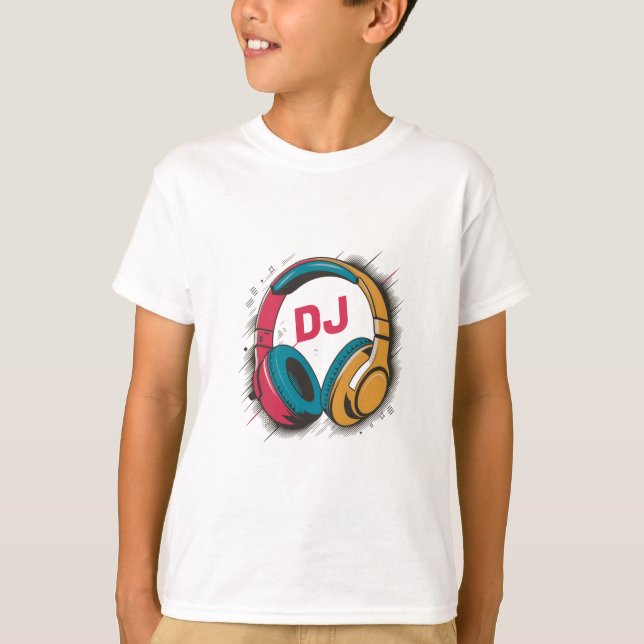 Music DJ colourful Headphones white T-Shirt (Front)