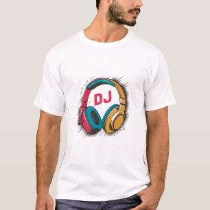 Music DJ colourful Headphones white T-Shirt