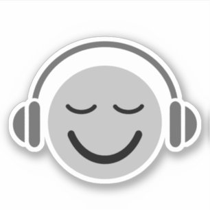 Music DJ happy face with headphones