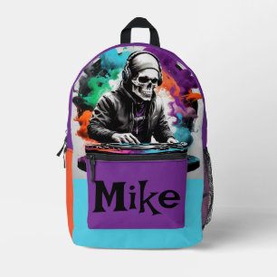Music Dj Skeleton Printed Backpack