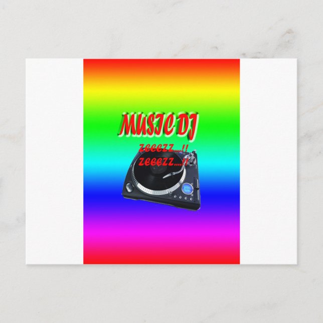 Music Dj With Background Postcard (Front)