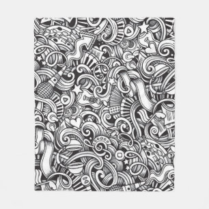Music Doodles Vintage Background Fleece Blanket