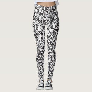 Music Doodles Vintage Background Leggings