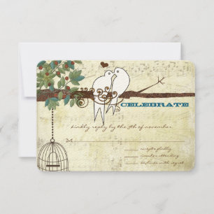 Music Dove Lovebird Sitting In a Tree Wedding RSVP
