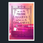 Music, Dreams, and Memories Poster<br><div class="desc">This poster is part of a series of posters that I designed for a summer themed art show. One of my favourite things to do in the summer is go to outdoor concerts and just relax on an old quilt and listen to the music. The custom typeface is inspired by...</div>